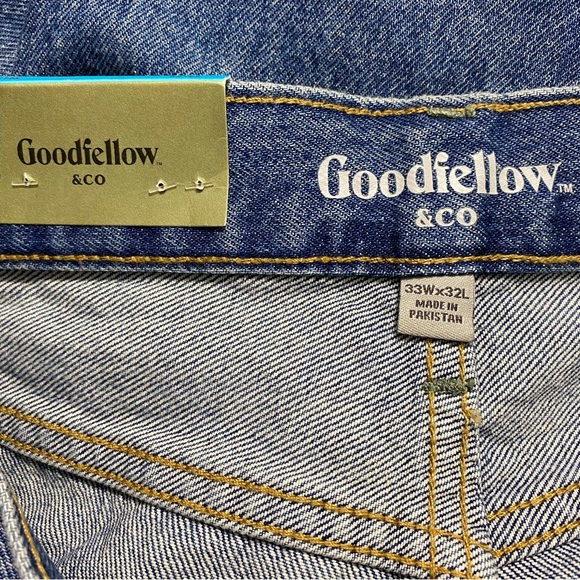 Men's Goodfellow Relaxed Denim Jeans 33x32 Straight Leg Blue  Medium Wash NEW - Picture 10 of 12